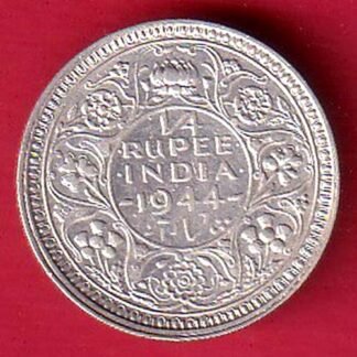 BRITISH INDIA 1944 BOMBAY MINT GEORGE VI 1/4 RUPEE BEAUTIFUL SILVER COIN – FC9262