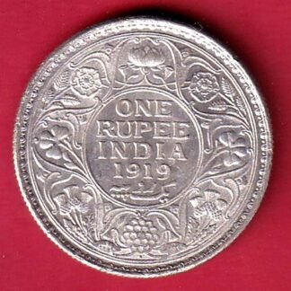 BRITISH INDIA 1919 GEORGE V KING BOMBAY MINT ONE RUPEE SILVER COIN– FC9291