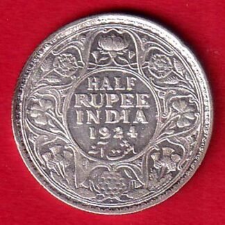 british india 1924 bombay mint george v half rupee silver coin – FC9293