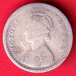 BRITISH INDIA 1874 VICTORIA QUEEN TWO ANNAS SILVER COIN – FC9393