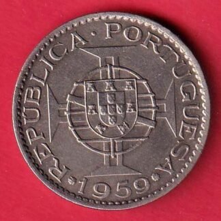PORTUGUESE INDIA GOA 6 ESCUDO 1959 COIN– fc9411