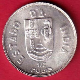 “UNC” Republic portugues 1936 Lisboa mint ½ Rupia SILVER COIN– FC9448