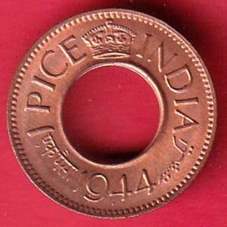 "UNC" British India 1944  One Pice copper coin – ff46