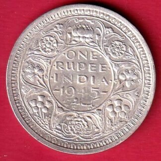 British India 1945 Bombay Mint George Vi One Rupee SILVER COIN- FEH456