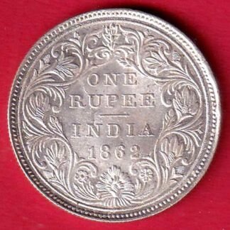 BRITISH INDIA 1862 VICTORIA QUEEN ONE RUPEE SILVER COIN– FC9664