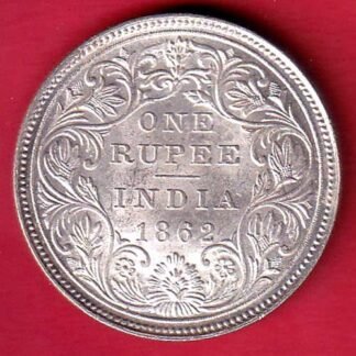 BRITISH INDIA 1862 VICTORIA QUEEN ONE RUPEE SILVER COIN – FC9665