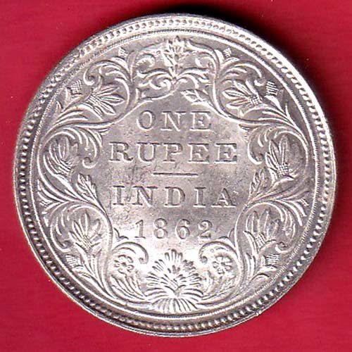 BRITISH INDIA 1862 VICTORIA QUEEN ONE RUPEE SILVER COIN – FC9665