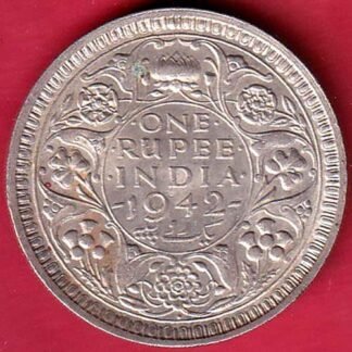 BRITISH INDIA 1942 BOMBAY MINT GEORGE VI ONE RUPEE BEAUTIFUL SILVER COIN- FC9620