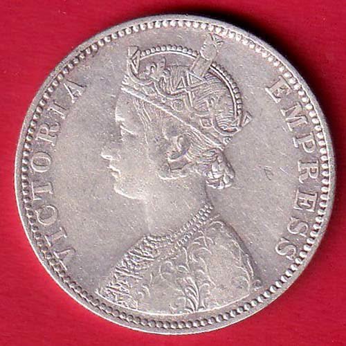 BRITISH INDIA 1890 VICTORIA QUEEN ONE RUPEE SILVER COIN– FC9669 - Image 2