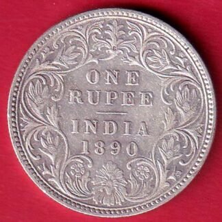 BRITISH INDIA 1890 VICTORIA QUEEN ONE RUPEE SILVER COIN– FC9669
