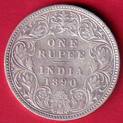 BRITISH INDIA 1890 VICTORIA QUEEN ONE RUPEE SILVER COIN– FC9669