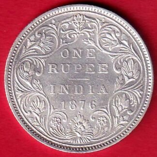 BRITISH INDIA “0/1 DOT ” 1876 VICTORIA QUEEN ONE RUPEE SILVER COIN – FC9672