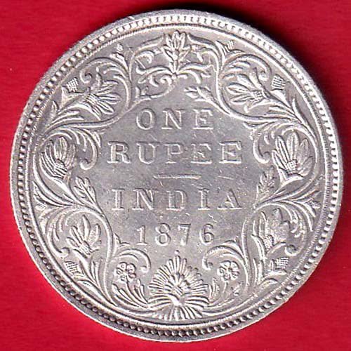 BRITISH INDIA “0/1 DOT ” 1876 VICTORIA QUEEN ONE RUPEE SILVER COIN – FC9672