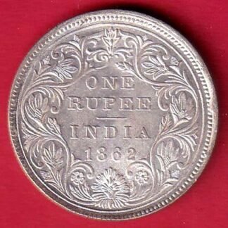 BRITISH INDIA 1862 VICTORIA QUEEN ONE RUPEE SILVER COIN – FC9658