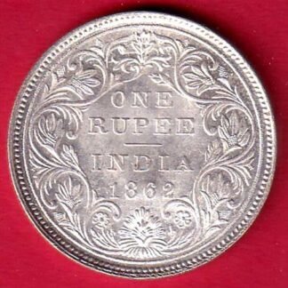 BRITISH INDIA 1862 VICTORIA QUEEN ONE RUPEE SILVER COIN– FC9660