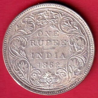 BRITISH INDIA 1862 VICTORIA QUEEN ONE RUPEE SILVER COIN– FC9661