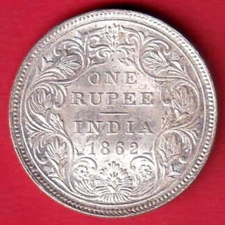 BRITISH INDIA 1862 VICTORIA QUEEN ONE RUPEE SILVER COIN– FC9662