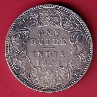 BRITISH INDIA 1890 VICTORIA QUEEN ONE RUPEE SILVER COIN– s7769