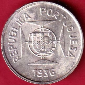 “UNC” Republic portugues 1936 Lisboa mint ½ Rupia SILVER COIN – FC9712
