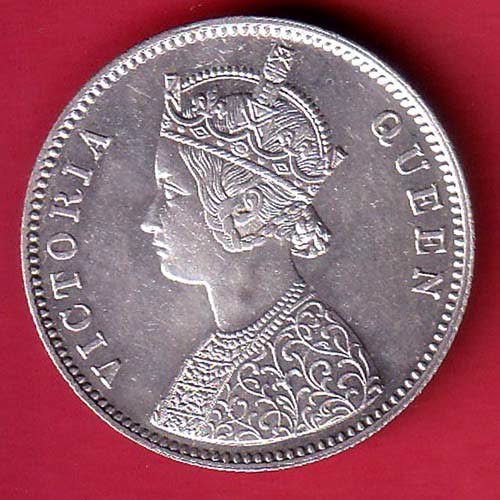 "UNC" BRITISH INDIA “0/4 DOTS ” 1862 VICTORIA QUEEN ONE RUPEE SILVER COIN– FC9567 - Image 2