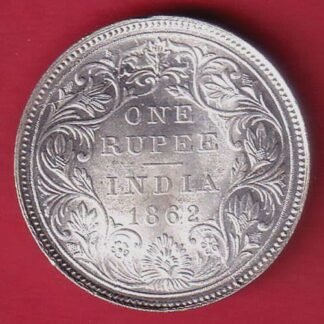 "UNC" BRITISH INDIA 1862 VICTORIA QUEEN ONE RUPEE SILVER COIN– FC9568