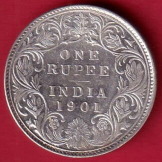 BRITISH INDIA 1901 VICTORIA EMPRESS ONE RUPEE BEAUTIFUL SILVER COIN– FC9570