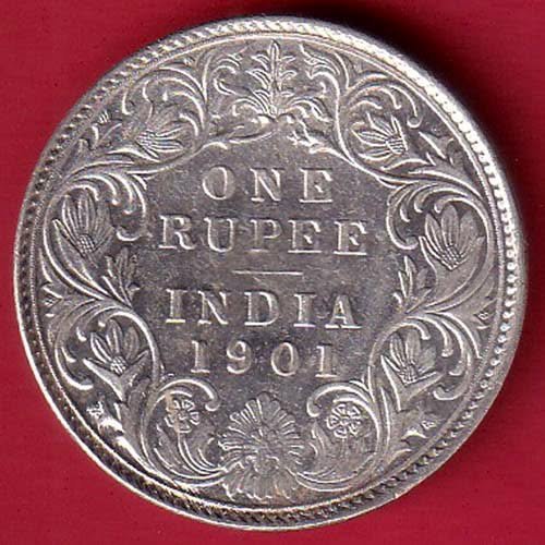 BRITISH INDIA 1901 VICTORIA EMPRESS ONE RUPEE BEAUTIFUL SILVER COIN– FC9570