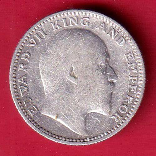 BRITISH INDIA 1910 EDWARD VII KING EMPEROR HALF RUPEE SILVER COIN- FC9498 - Image 2