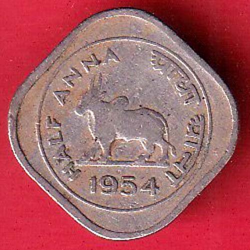 republic india 1954 half annas coin-Ff171