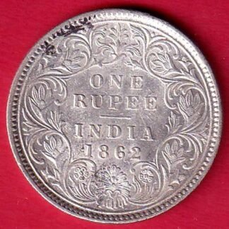 BRITISH INDIA 1862 VICTORIA QUEEN ONE RUPEE SILVER COIN- fc9593