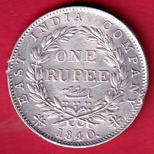 EAST INDIA COMPANY 1840 CONTINIOUS LEGEND VICTORIA QUEEN BEAUTIFUL ONE RUPEE SILVER COIN–fc9472 - Image 2