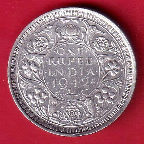 BRITISH INDIA 1942 BOMBAY MINT GEORGE VI ONE RUPEE BEAUTIFUL SILVER COIN–fc9474