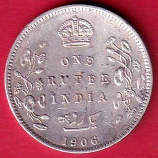British India Edward VII 1906 One Rupee Silver Coin - FC9534