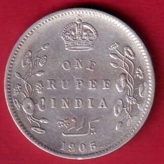 British India Edward VII 1905 One Rupee Silver Coin - FC9535