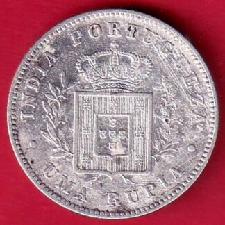 Portuguese India 1882 Ludovicus I Uma Rupia silver coin - FC9537