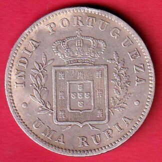 Portuguese India 1882 Ludovicus I Uma Rupia silver coin - FC9544