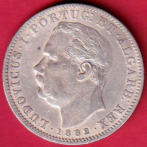 Portuguese India 1882 Ludovicus I Uma Rupia silver coin - FC9544 - Image 2