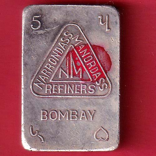 silver bar : 5 tola narrondass manordass Refiners silver bar 999 fine silver– FC9580 - Image 2