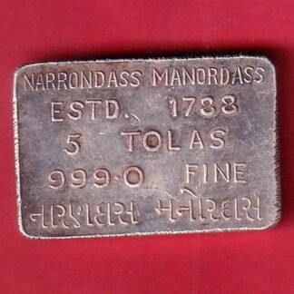 silver bar : 5 tola narrondass manordass Refiners silver bar 999 fine silver– FC9580