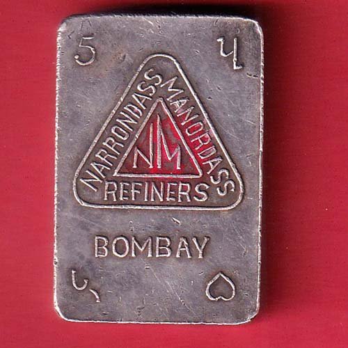 silver bar : 5 tola narrondass manordass Refiners silver bar 999 fine silver– FC9582 - Image 2