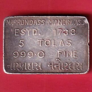 silver bar : 5 tola narrondass manordass Refiners silver bar 999 fine silver– FC9582