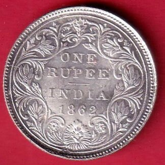 BRITISH INDIA 1862 VICTORIA QUEEN ONE RUPEE SILVER COIN- FC9609
