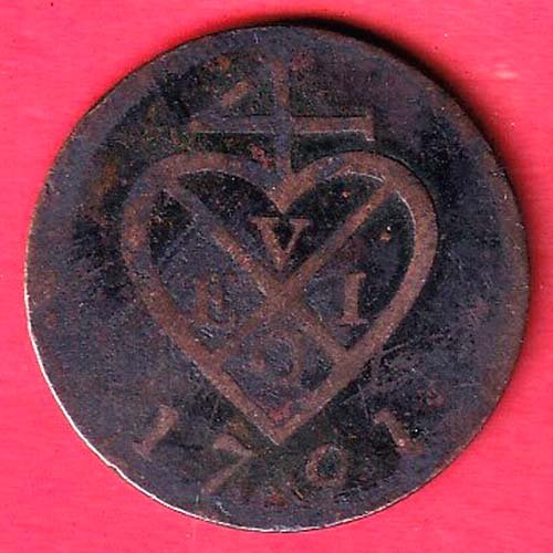 Bombay Presidency East India Company 6 Reas 1791 Copper Coin– FC9653