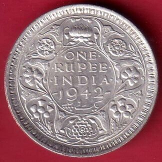 British India 1942 Bombay Mint George Vi One Rupee SILVER COIN– FC9716