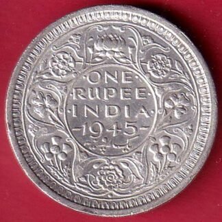 British India 1945 Bombay Mint George Vi One Rupee SILVER COIN– FC9717