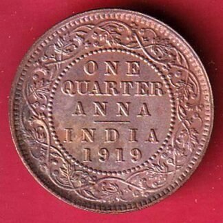BRITISH INDIA 1919 ONE QURTER ANNA GEORGE V COPPER COIN-FF106