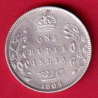 British India 1904 Edward VII One Rupee Silver Coin- FF134