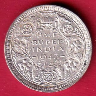 British India 1943 BOMBAY MINT George Vi HALF Rupee Rare Silver coin- FF135