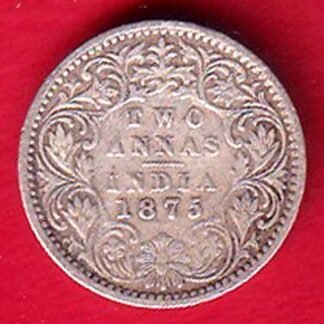 British India 1875 victoria Queen Two Annas Silver coin - FF137