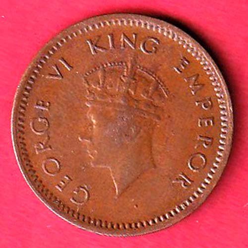 BRITISH INDIA 1959 1/2 PICE GEORGE VI COPPER COIN- ff145 - Image 2